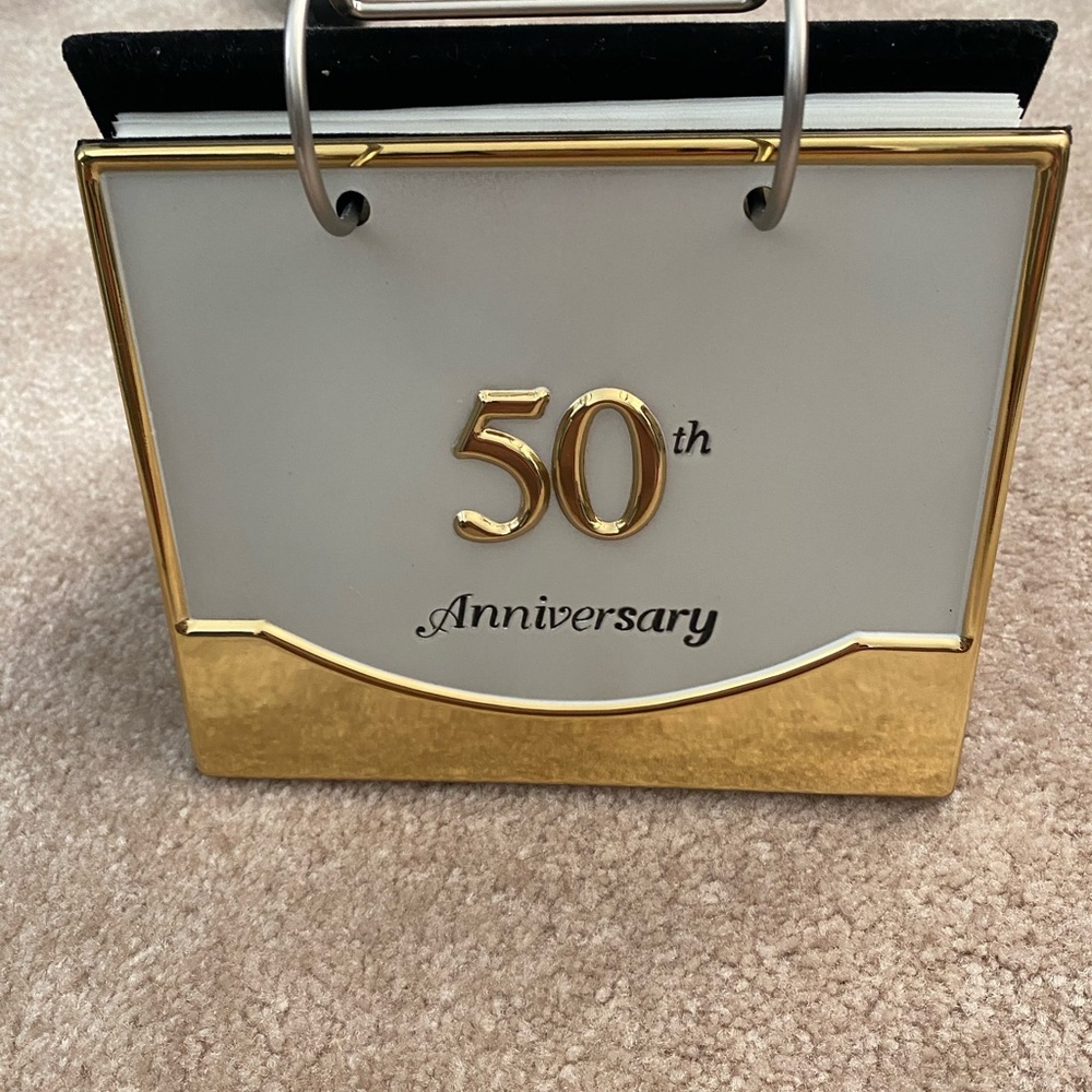 50th Anniversary Gold & White Desk Flip Picture Frame